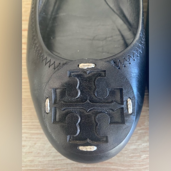 Tory Burch Black Leather Ballet Flats - Picture 2 of 9